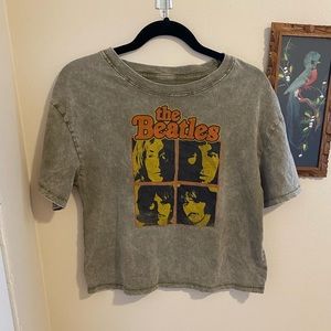 The Beatles Cropped Distressed Band Tee Shirt Size M
